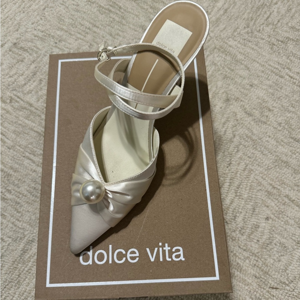 Dolce Vita Cream Heels with Pearl